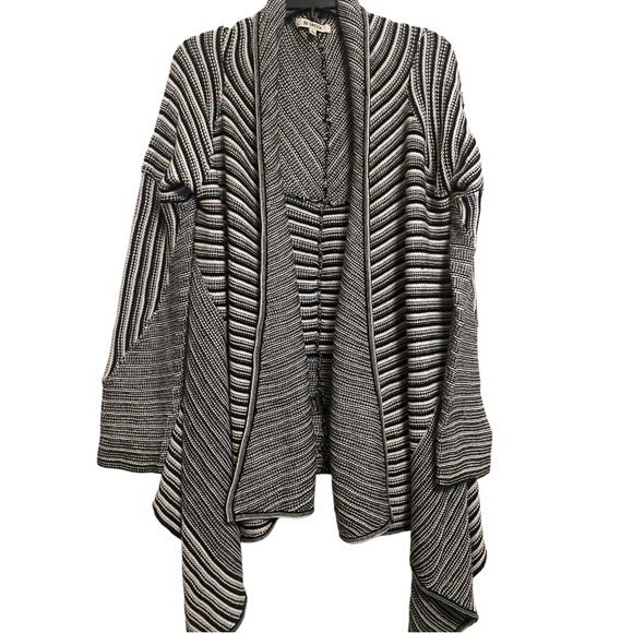 BB DAKOTA x REVOLVE Mayer Chevron Striped Cable Knit Open Front Cardigan Large - Picture 4 of 8